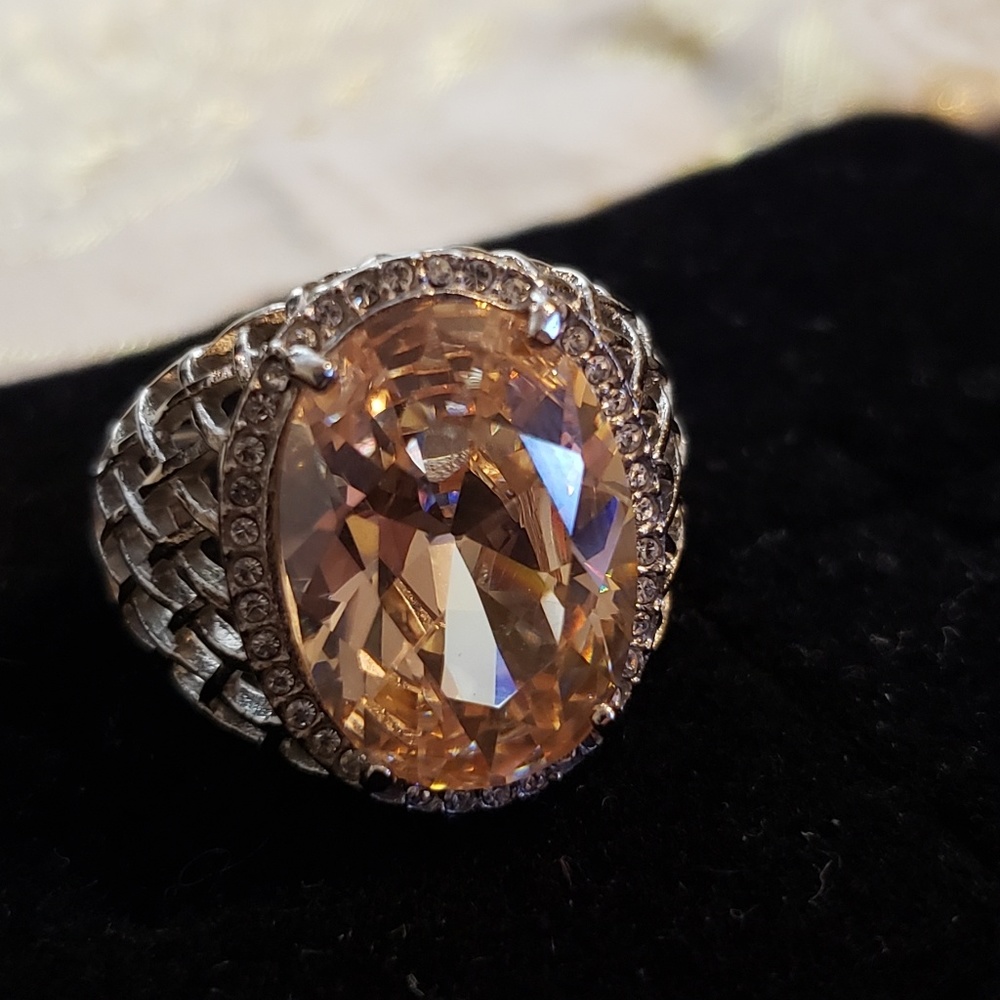 💕Peachie Oval Stainless  Basket Weave Ring